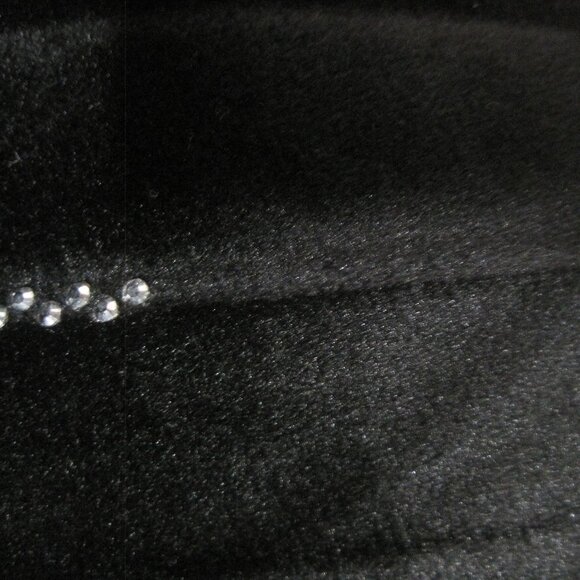 Ankle-Length Black Velvet Pleated Skirt with Rhinestones - Picture 4 of 7
